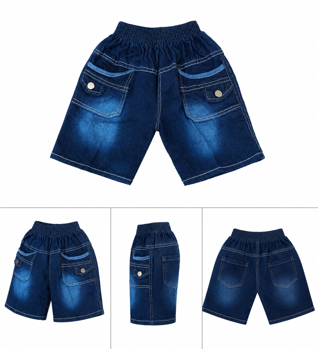 Kids White Printed T-Shirt with Denim Shorts Co-Ord Set for Boys | Cotton Summer Outfit (1-6 Years)