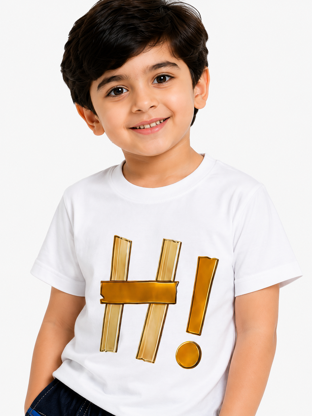 Boys White Graphic T-Shirt with Denim Shorts Co-Ord Set | 1-6 Years